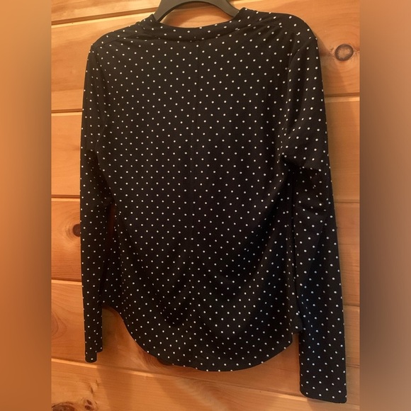 Ann Taylor Long Sleeve Black And White Polka dot Scoop Neck Blouse Size Small - Picture 7 of 7